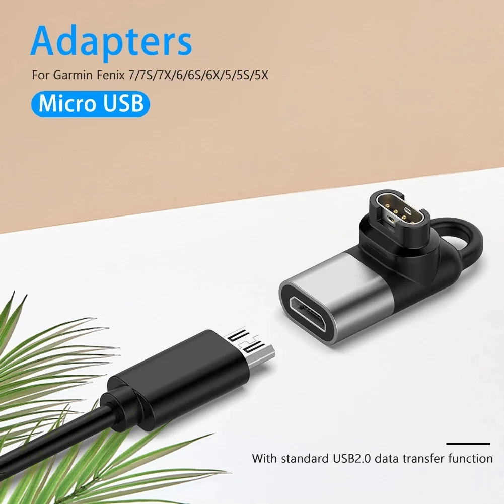 Адаптер зарядного устройства типа C для Garmin Fenix 8 7 6 5 8X 7X 6X Tactix Адаптер зарядного устройства Micro/IOS USB для часов Garmin Адаптер зарядного устройства