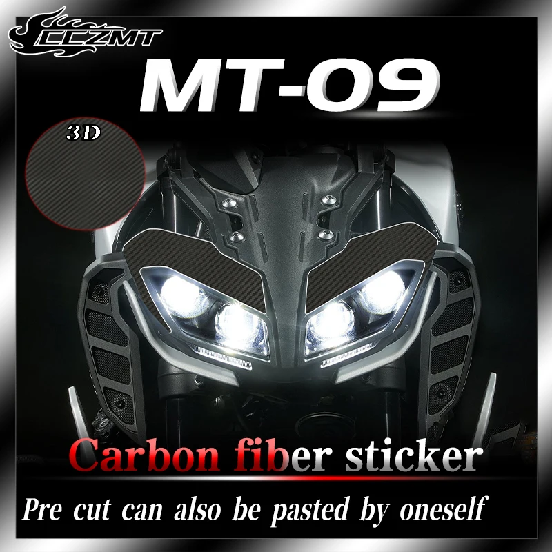 

For Yamaha MT09 headlight eyebrow sticker film 3D carbon fiber car sticker protection sticker modification accessories