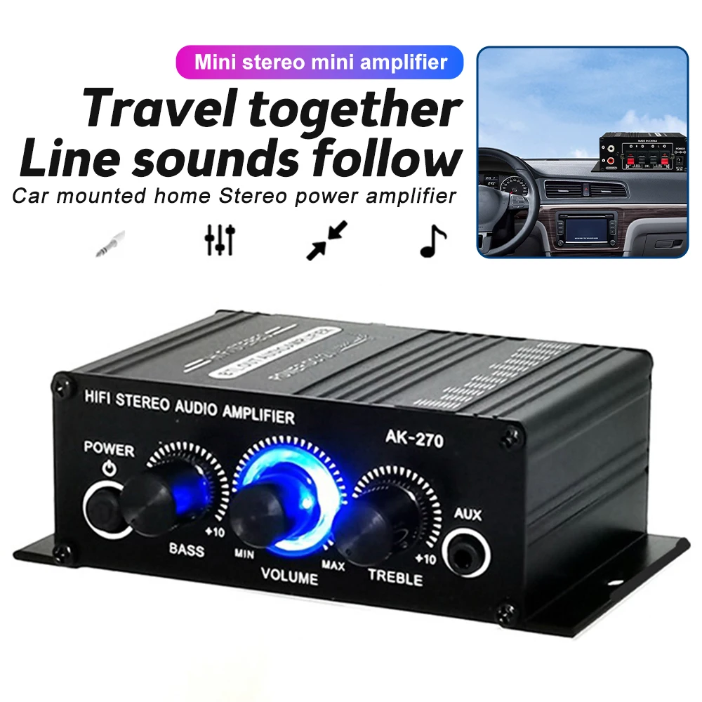 NEW AK-270 Sound Amplifier Channel 2.0 HIFI Bluetooth Amp Home Digital Audio 12V Stereo Audio Home Cinema Sound System MP3 AMP