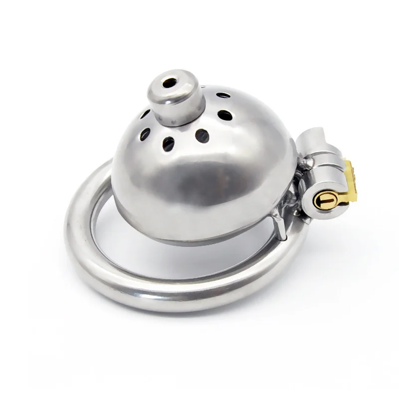 Stainless Steel Male Chastity Device Belt Bird Cage Lock Bondage Restraint Ring for Men with Curved Penis Ring Sex Toys for Men