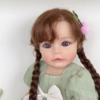 22 inch full body silicone vinyl reborn toddler girl doll sue-sue rooted hair high quality for girls gift