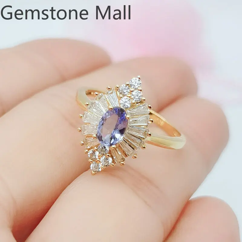 

Dazzling Tanzanite Engagement Ring for Woman 0.5ct 4mm*6mm Natural Tanzanite Ring 925 Silver Gemstone Jewelry