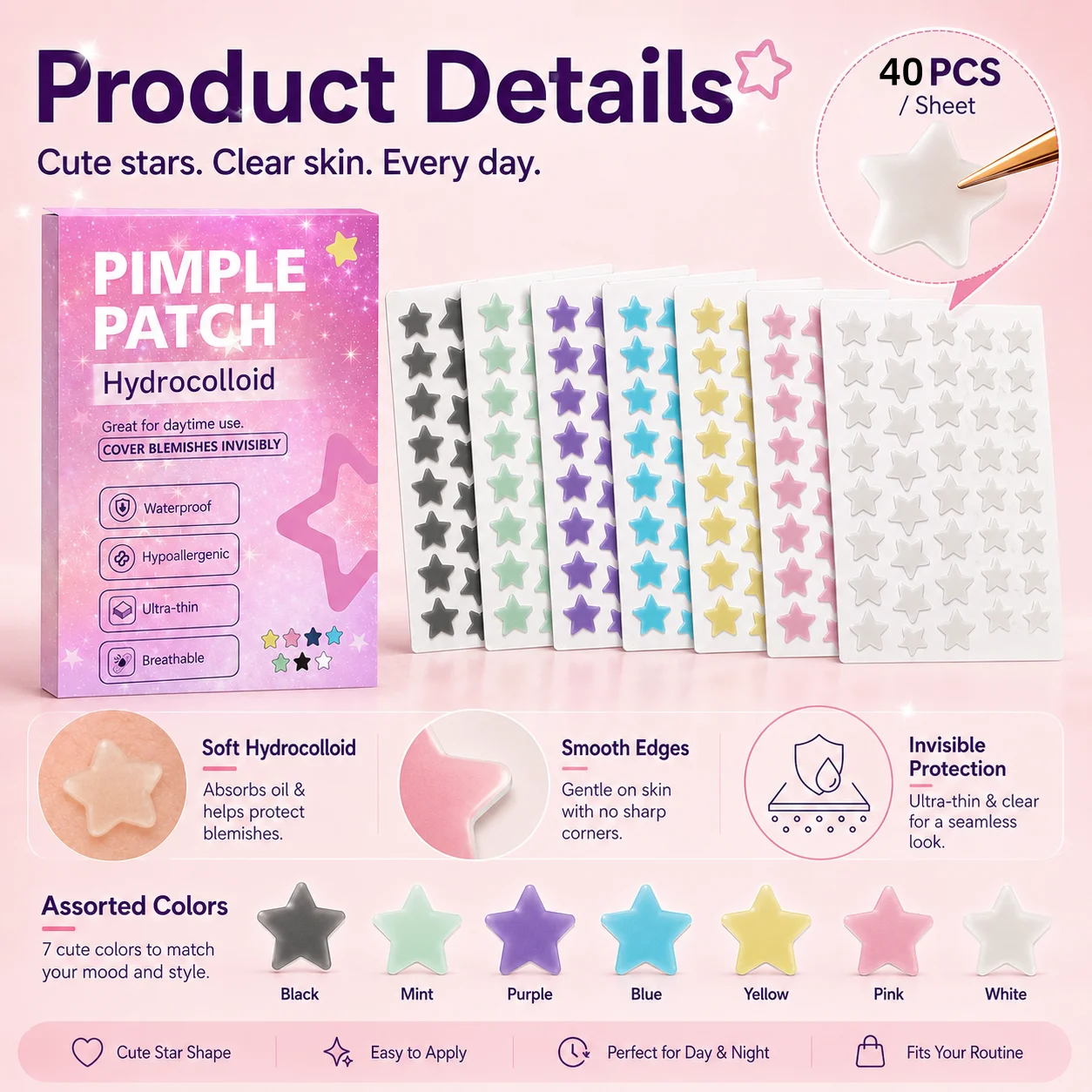 280/560/840/1400PCS Hydrocollo - Hydrocolloid Acne Patch ulasan dan harga