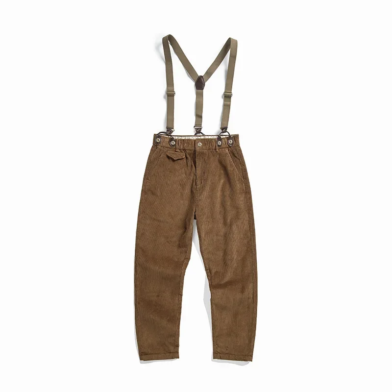 Mens Rompers Autumn and Winter Corduroy Strap Pants Men Vintage Sling One Piece Casual Long Pants Overalls for Men