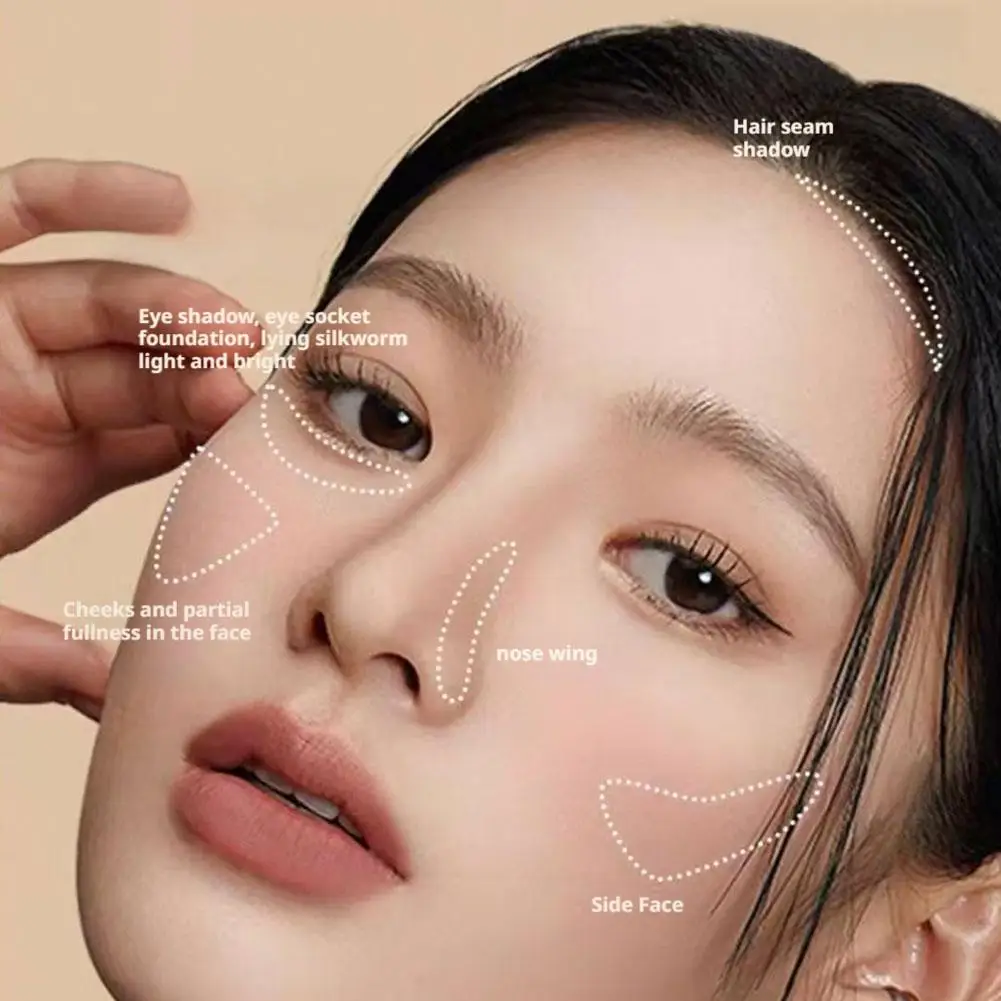 3in1 ثلاثة ألوان كونتور لوحة علبة البودرة أحمر الخدود الكنتوري مقاوم للماء طويل الأمد حساسة ماكياج الوجه الطبيعي #2