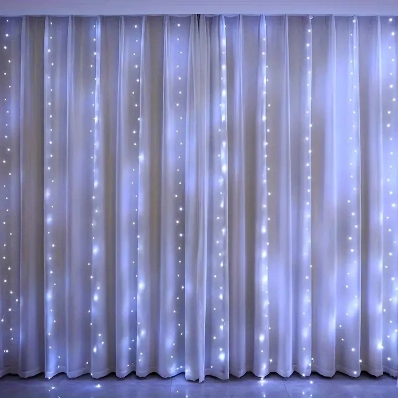 USB Curtain String Lights para decoração de casamento, Fairy Light, guirlanda, festa de Natal, feriado, ano novo, LED, 8 Mode, 3 m, 4 m, 6m, 2022