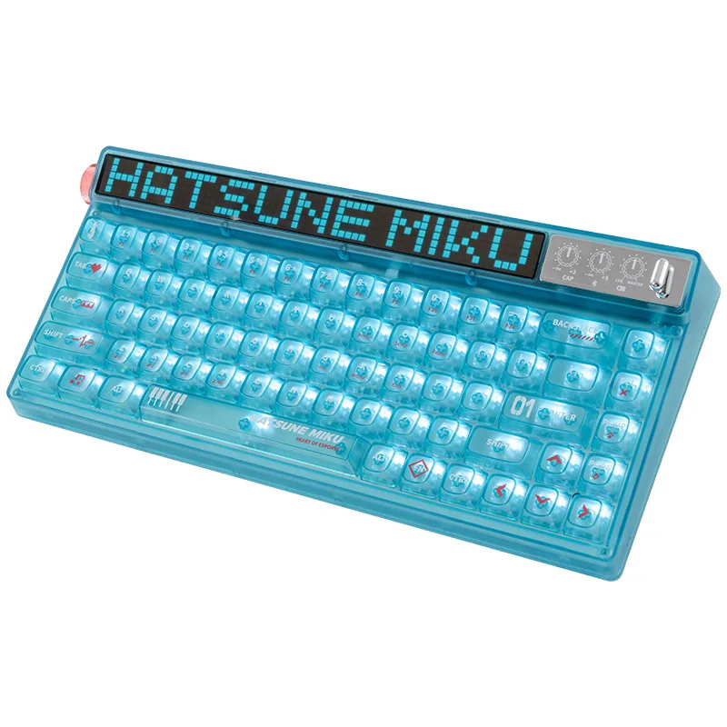 Imagem -05 - Miku-esports Heart Series Teclado Mecânico 68 Teclas Tri Mode Smart Screen Led Swappable Keycaps Transparentes Hot Novo