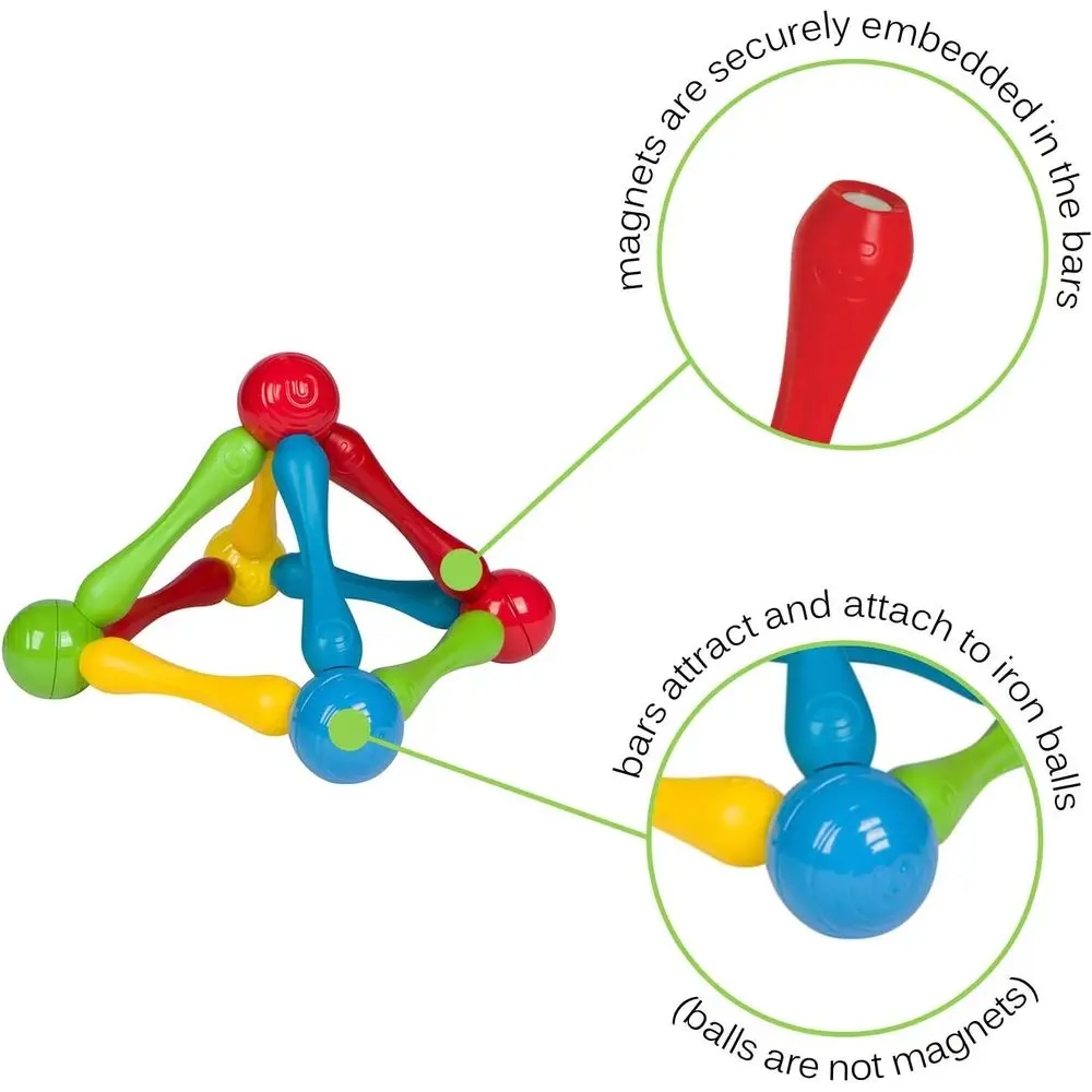 STEM Learning Ensemble de blocs de construction magnétiques de 40 pièces pour les tout-petits : puzzles 3D créatifs, couleurs et imagination pour les âges de 1 à 3 ans