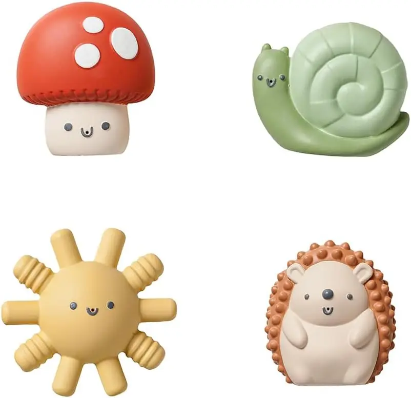 

Itzy Ritzy Water-Squirting Sensory Bath Toys – Soft, Textured & Easy to Squeeze for Babies & Toddlers – Characters for Fun & Motor Skill Development - Set of 4 Includes Sun, Snail, Mushroom & Hedgehog