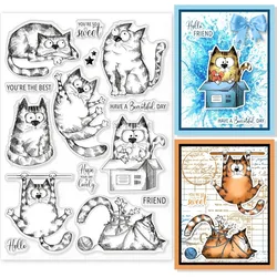 8.3x5.8in Cat Clear Stamps Lovely Cat Silicone Stamps Wish Words Rubber Transparent Rubber Seal Stamps for Card Making DIY
