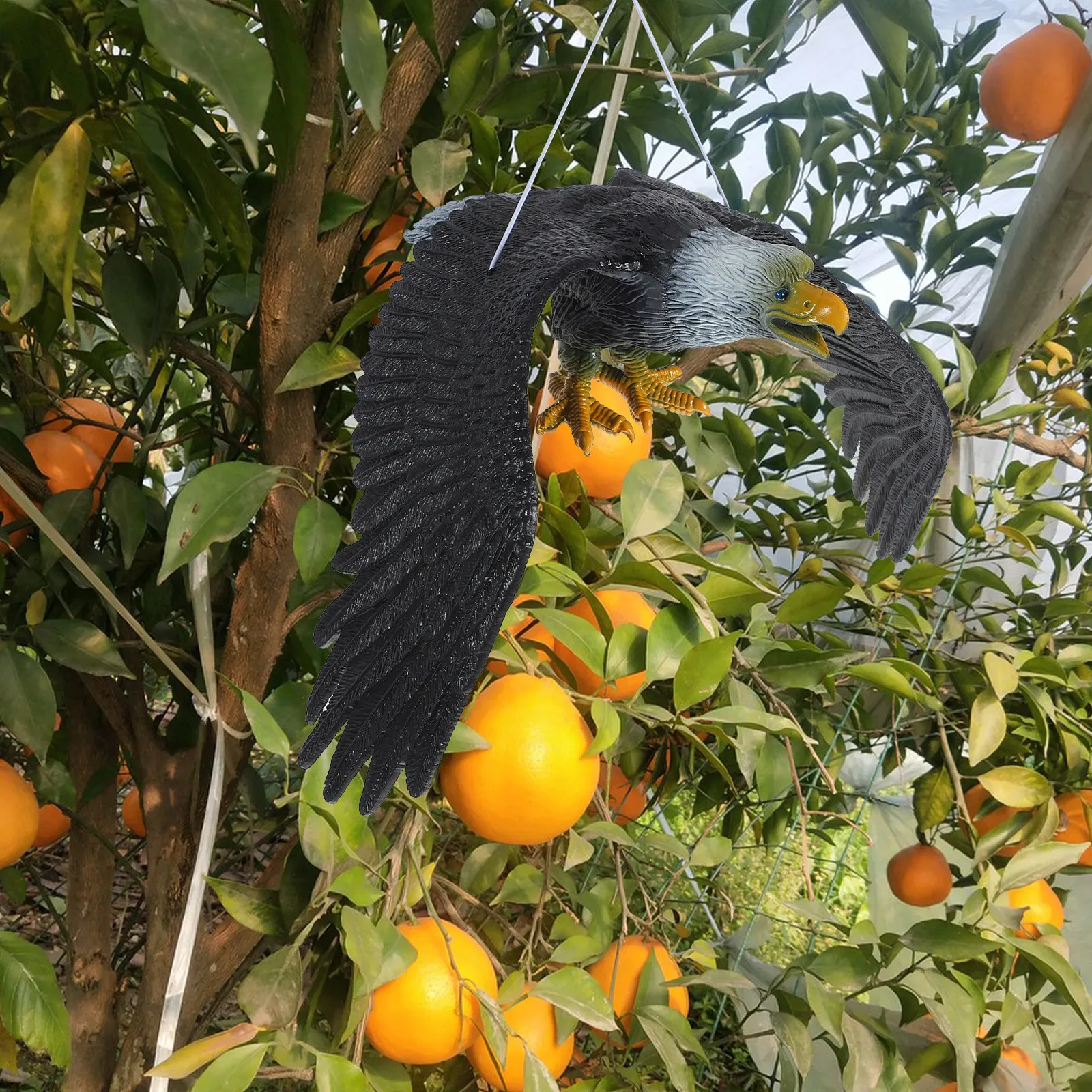 

Outdoor Hanging Plastic Eagle Ornament Yard Garden Hanging Bird Rotating Decorative Bird Deterrent Eagle Decoys to