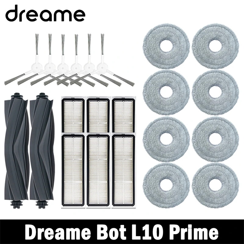 Accessoires de remplacement pour aspirateur robot Dreame Bot L10 Prime : brosse principale, brosse latérale, filtre HEPA, chiffons de nettoyage, pièces détachées