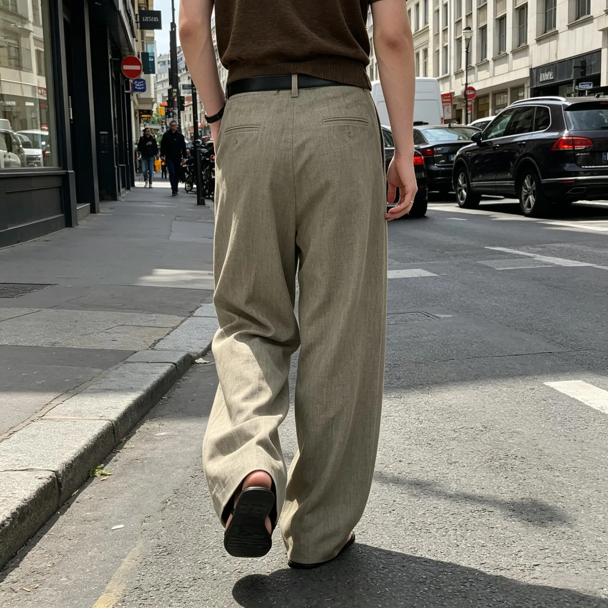 Men's Linen Wide Leg Pants High Waist Pleated Casual Trousers Breathable Loose Straight Suit Pants Streetwear image 4
