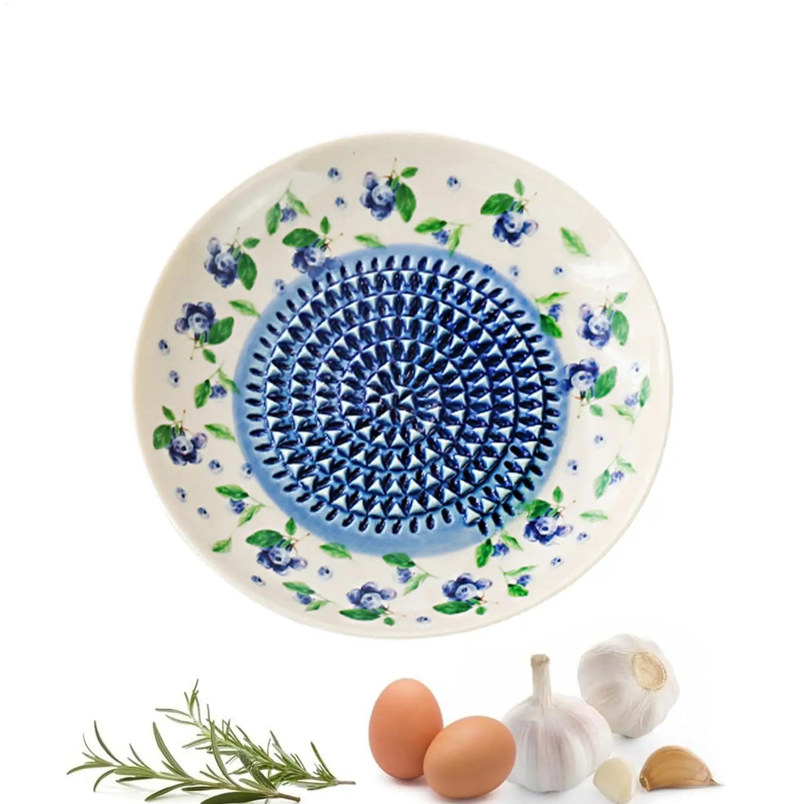2 in 1 Garlic Grater Plate Ceramic Manual Round Fruit Patter Plate Garlic Grater Dish for Ginger Cheese Tomato Strawberry Fruit - view 5