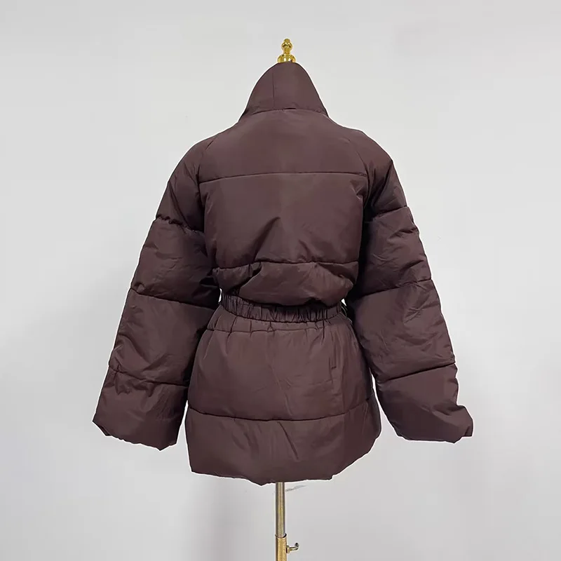 Koreanische Damen Slim Fit Daunenjacke Lässige Taille Schnürmantel Bequemer Stil Vielseitige Herbst-Winter-Oberbekleidung