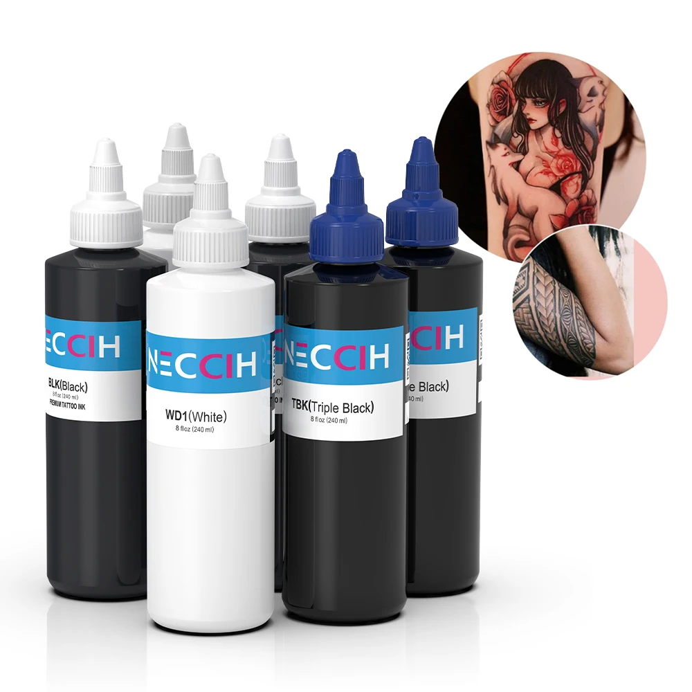 

8OZ 240ML Black Tattoo Ink Pigment Original TBK BLK Triple Black Ink Professional Tattoo Pigment Permanent Body Art Pigment