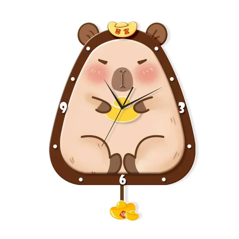 Stereoscopic luxury Cream Wind Wall Hanging Clock Cartoon with Swing Clock