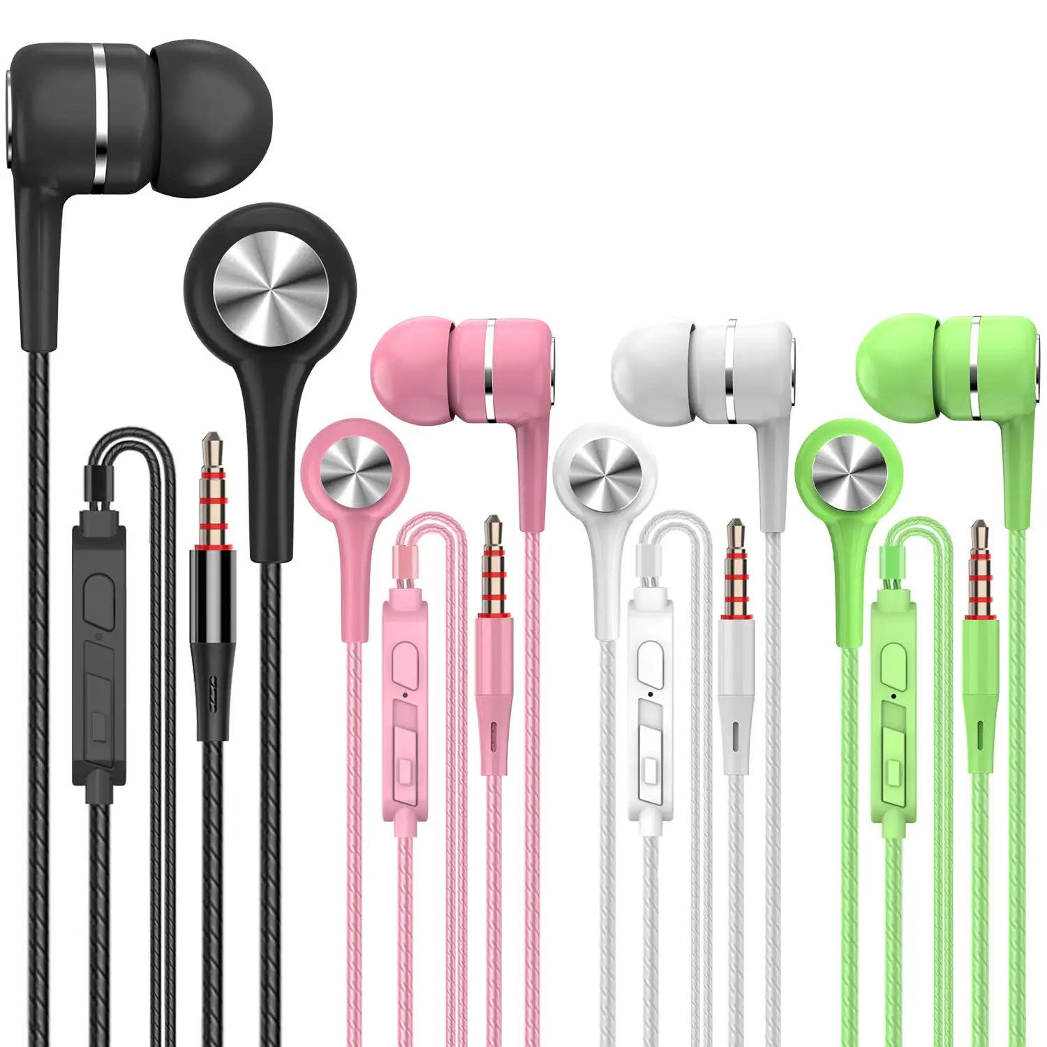 3,5 mm kabelgebundene Kopfhörer, In-Ear-Headset, kabelgebundene Kopfhörer mit Mikrofon, Bass, HiFi-Stereo-Ohrhörer, Sport-Inline-Steuerung für Telefone