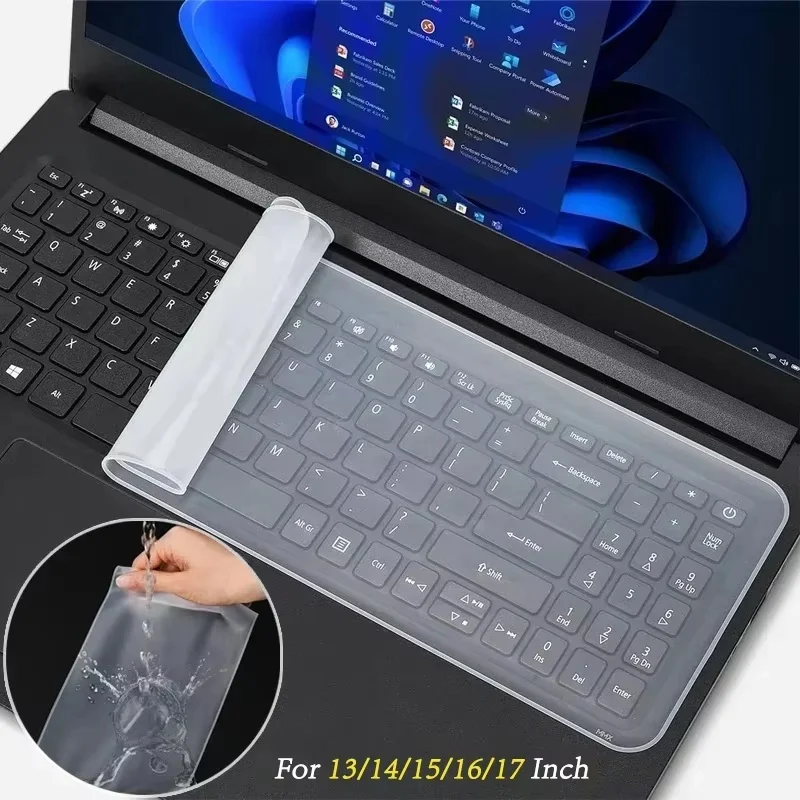 Universal Waterproof Laptops Keyboard Covers Transparent Silicone Dustproof Protective Film For 13 14 15 16 17 Inch For Notebook