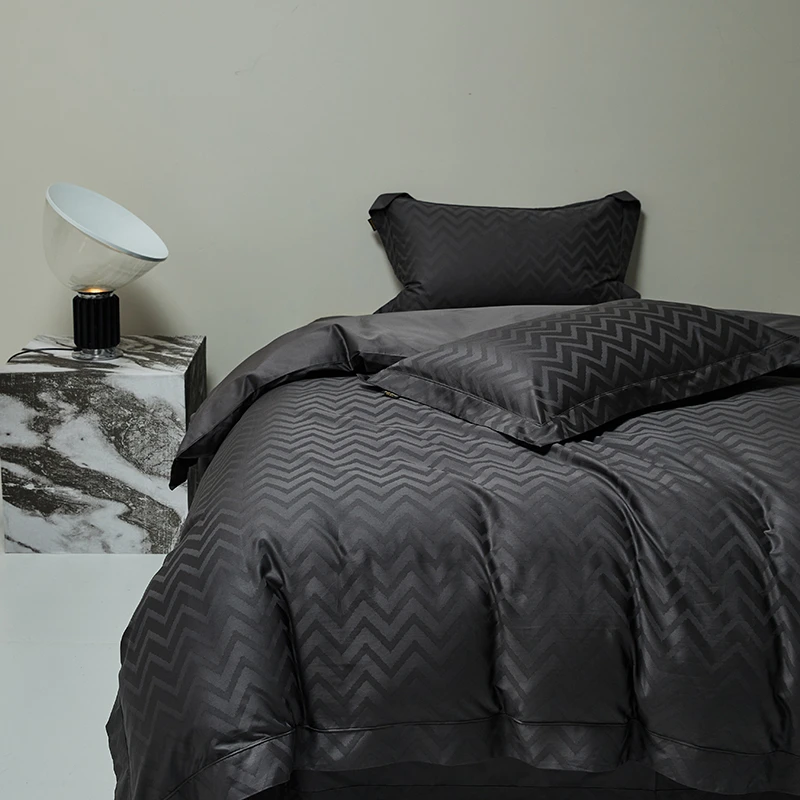 Luxury Egyptian Cotton Bedding Set Double Queen King 4pcs Jacquard Weave Duvet Cover Quilt Cover Bed/Flat Sheet Pillowcases