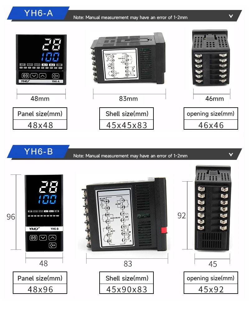 Imagem -03 - Controlador de Temperatura Industrial Inteligente Digital Termostato e Termômetro Saída Dupla Yh6-ak bk dk ek 220v Pid Ssr Relé