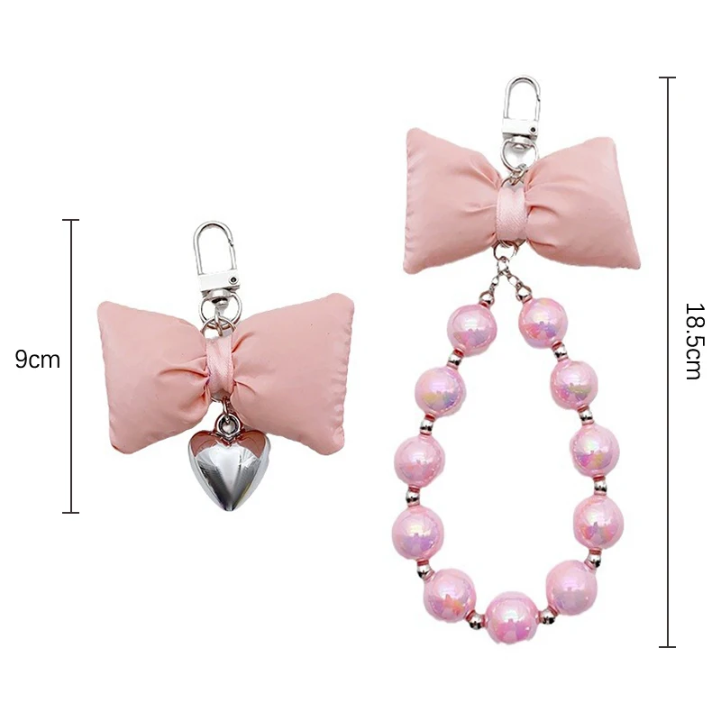 Fashion Sweet Bow Heart Pendant Keychain Cute Bowknot Keyrings For Women Girls Creative Bag Decoration Accessories Gifts