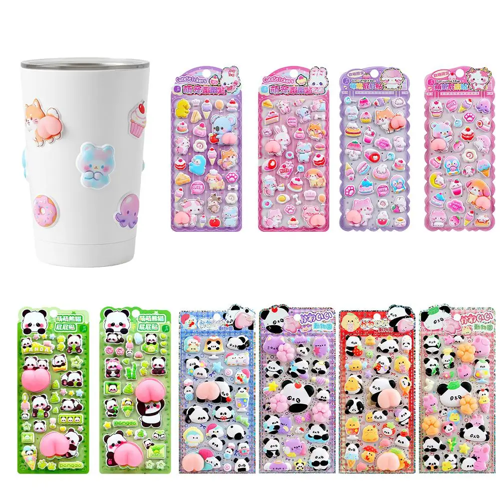 Cute 3D Panda Cartoon Stress Relieving Rubber Decor Sticker Paws Phone Case Sticker for Kids Children Fun Classic Toy Sticker