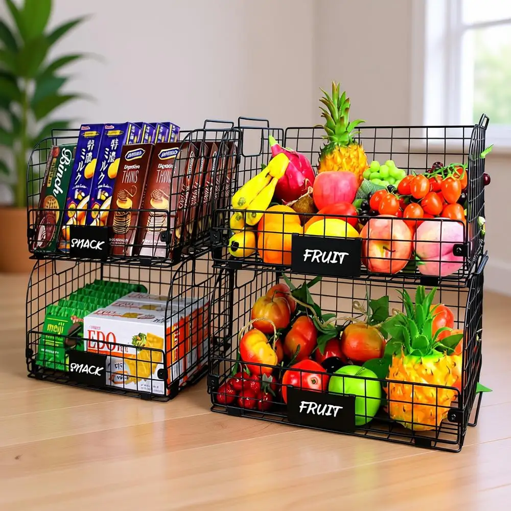 

Складные проволочные корзины XXL для кладовой, кухонных шкафов и хранения - 16.3x12x8.2 для овощей, фруктов, закусок и консервов