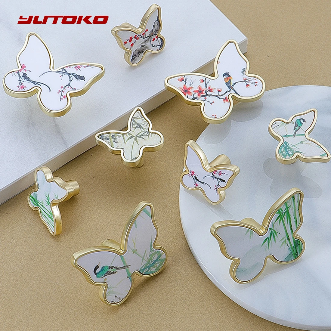 Handles Drawer Cabinet Furniture Kitchen Handles for Cabinet Knob Door Drawer Furniture Kitchen Knob Butterfly Shape Classical