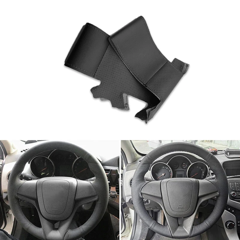 Car Steering Wheel Black Leather Cover Trim For Chevrolet Cruze 2009-2014 Aveo 2011-2014 Orlando 2010-2015 Ravon R4 2016-2018