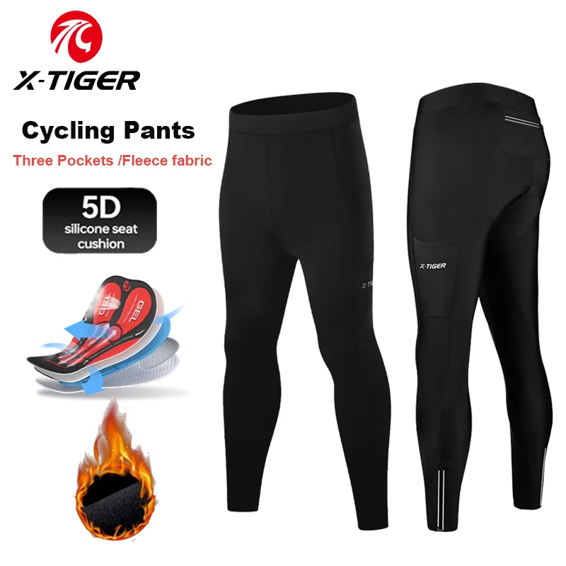 

X-TIGER Men's cycling pants Winter Warm MBT Bicycle Tights With Pockets men's winter cycling overalls winter cycling clothing