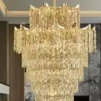 2026 New Hot selling Villa High ceiling Living Room Light Duplex Pendant Light Luxury Modern Crystal Hall Light