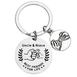 Uncle Niece Family KeyChain Ring Stainless Steel Women Jewelry Accessories Fashion Pendant Gift