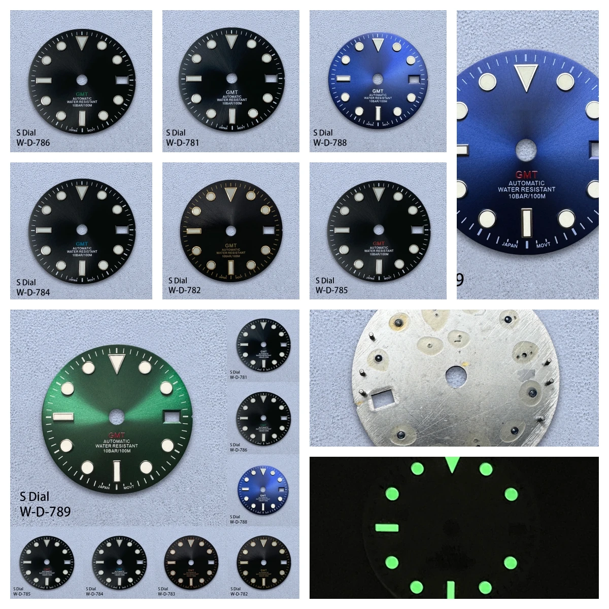 

29mm S Logo GMT Dial Fit NH34 Movement Green Luminous Green Sunray High-Quality Watch Modification Accessories