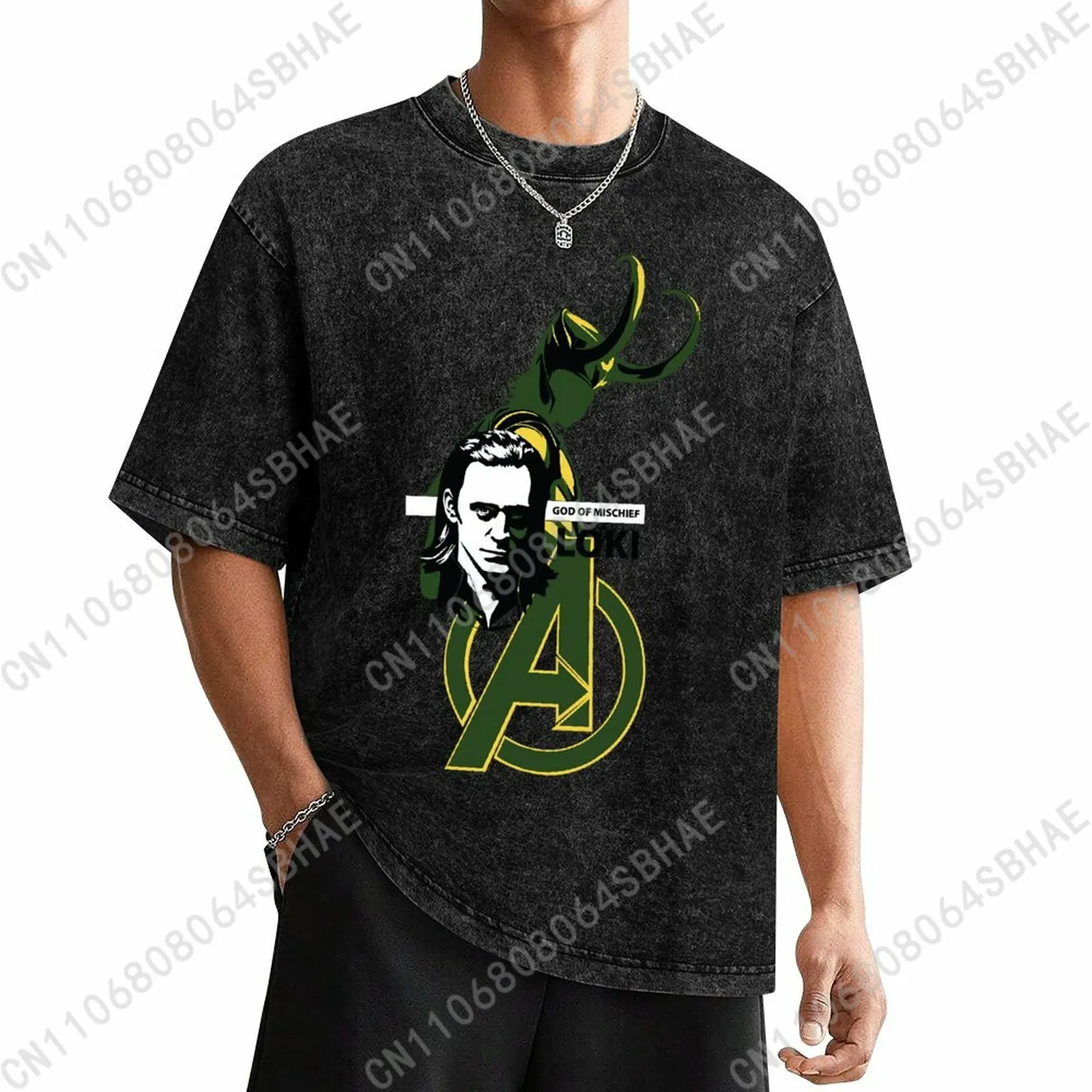 

Marvel Loki Custom Mens Vintage T Shirt Washed Distressed Tee Men Retro Short Sleeve Personalized Cotton Shirt Cosplay