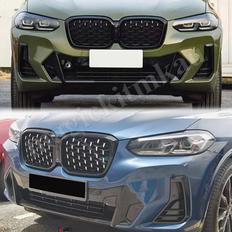 

Diamond Look Front Bumper Kidney Grille for BMW X3 G01 X4 G02 2022 2023 2024 M40i sDrive20i M Sport Center Grilles Mesh