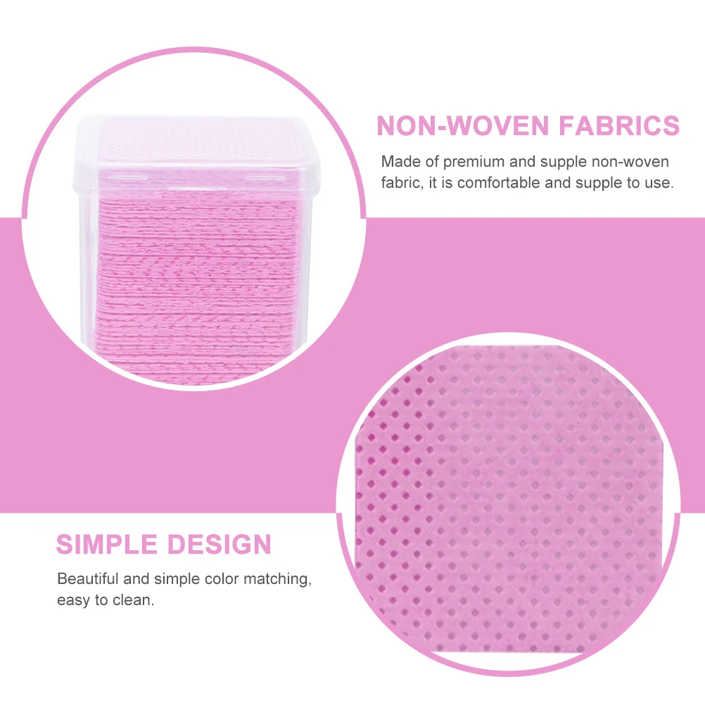

4 Boxes Eyelash Glue Wipes Premium Non-Woven Cleaning Pads for Extension Tools Portable Travel Size Pink Supplies