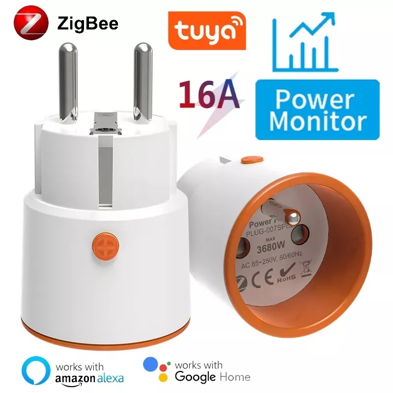 

EU 16A Tuya ZigBee Умный дом Мониторинг энергии Розетка Alexa Google Home Assistant Zigbee2mqttt, Smartthings Hub Новый