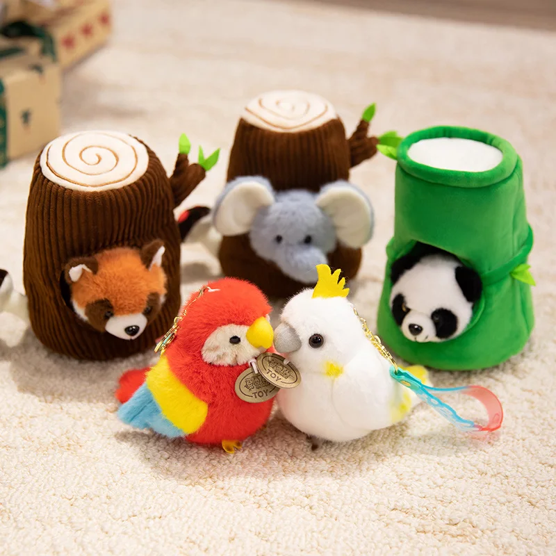 かわいいオウムオオハシぬいぐるみキーホルダー、クラップリング、キュートな鳥のぬいぐるみおもちゃ、バッグアクセサリー、キーホルダー、バックパック、バッグ、車用ぬいぐるみキーリング