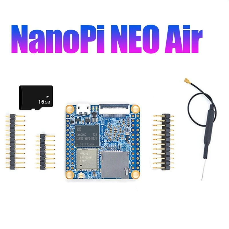 لوحة تطوير الهواء Nanopi Neo ، بطاقة ذاكرة 16G ، H3 ، 4-Core ، 47 MB ، 8GB ، EMMC ، WiFi ، بلوتوث ، تشغيل Ubuntucore