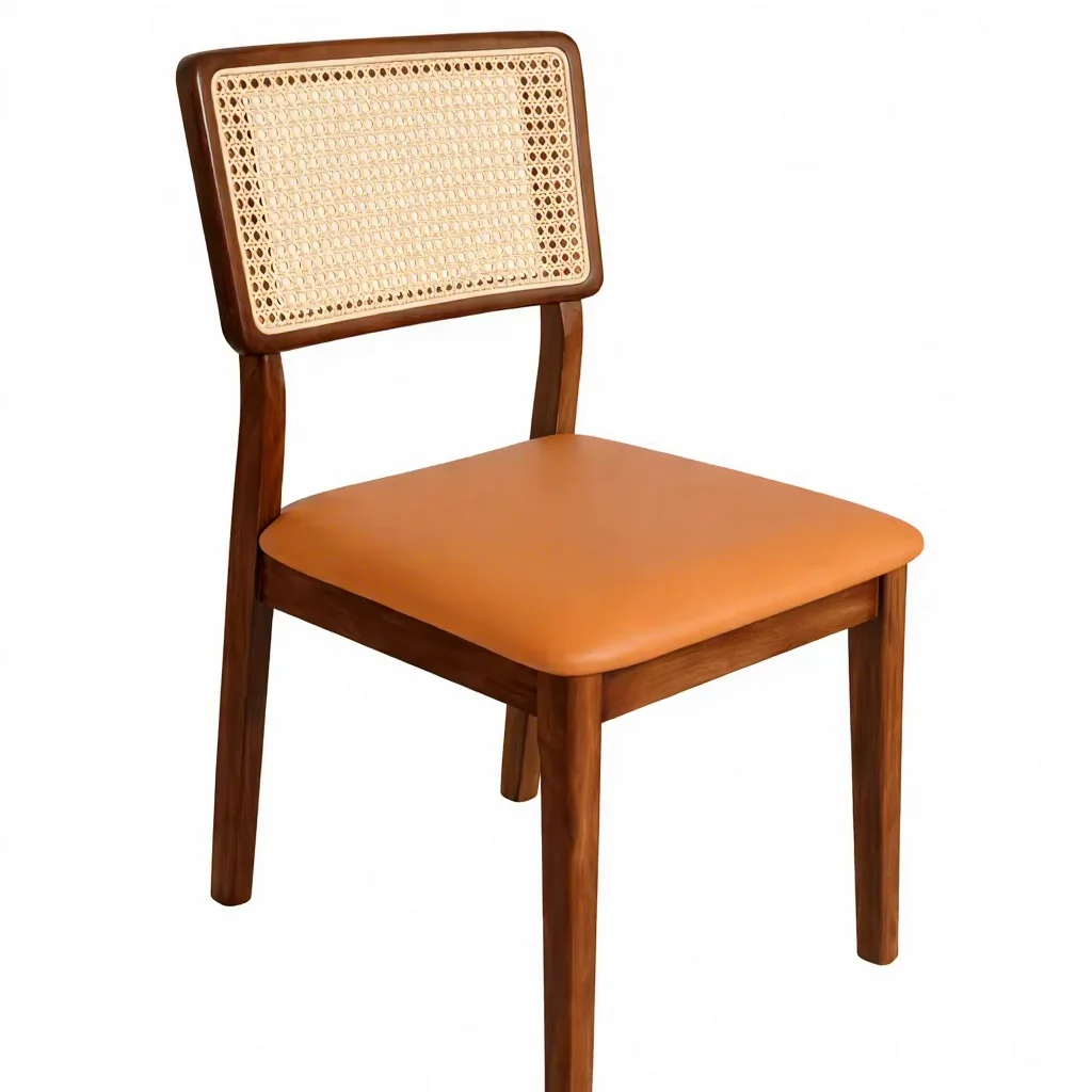 fj/Stylish Modern Mid-Century Cane Back Wooden Dining Chair Ergonomic Upholstered Seat Eco-Friendly for Dining Room Home Office%