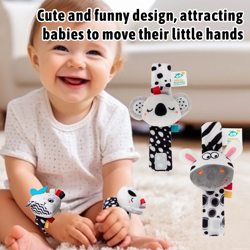 

Игрушки-погремушки для младенцев 0-12 месяцев: животные, на запястье, сенсорные, для новорожденных, мягкие на ощупь, подарки