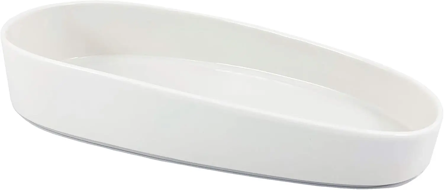 

Sponge Holder Soap Bottle Tray, Kitchen Sink Organizer Oval Ceramic White, Olive Oil Tray