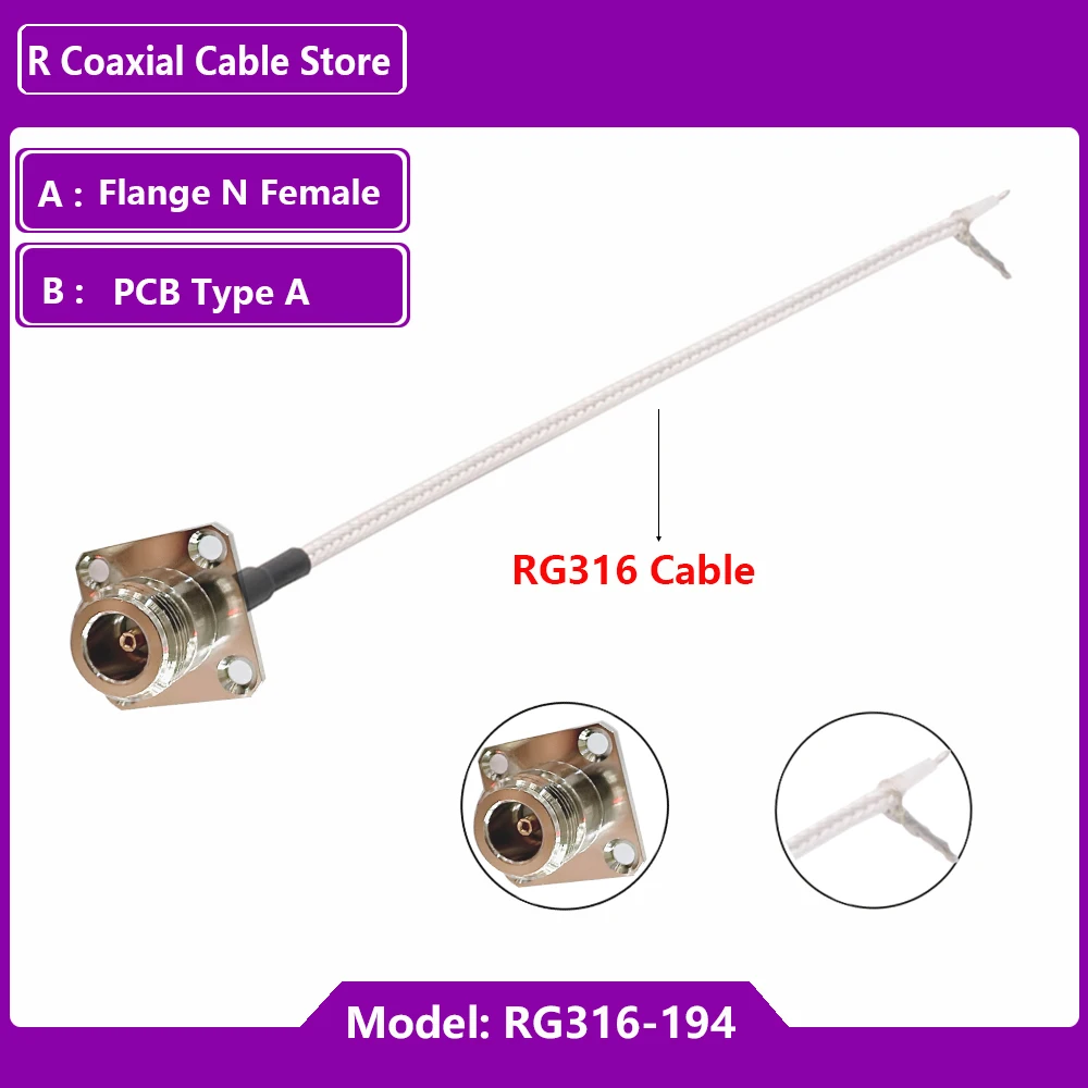 Single End Flange N Female to PCB Solder Pigtail RG316 Cable for WIFI Wireless Router GPS GPRS Low Loss Jackplug Wire Connector