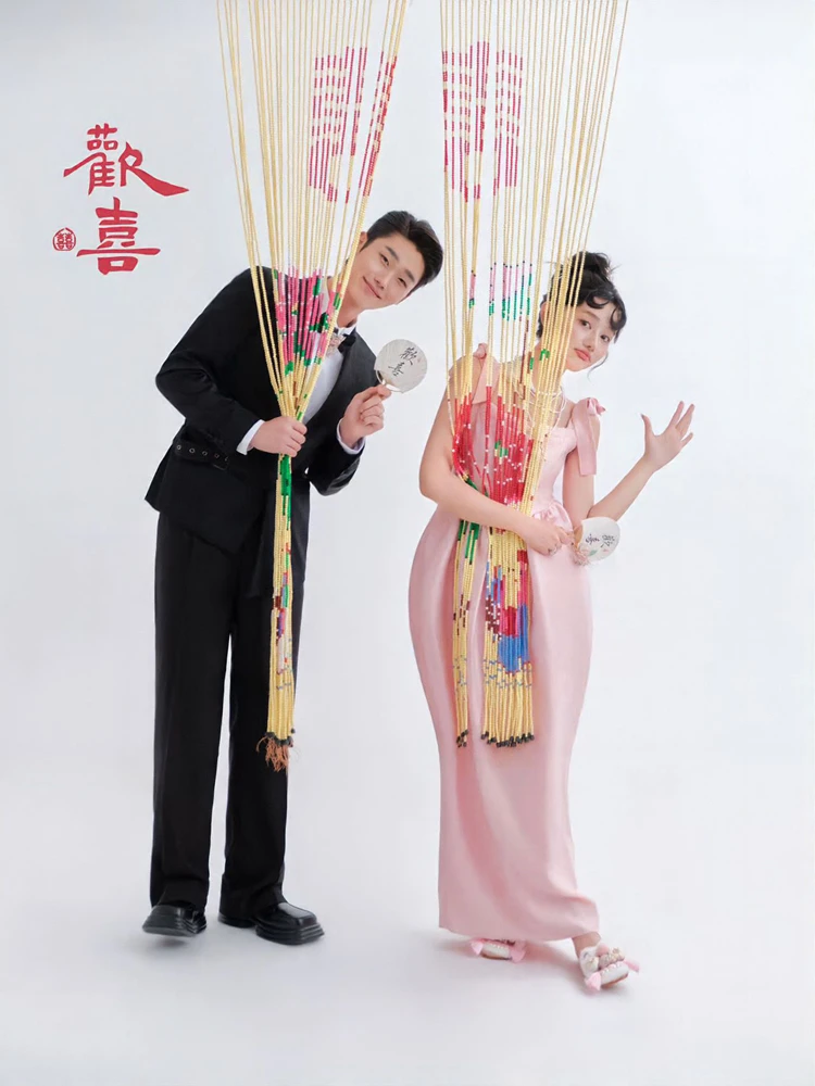

Wedding Morning Robe Couple Theme New Chinese Style Engagement Ceremony Dress for Brides And Grooms Unique Ethnic Costume