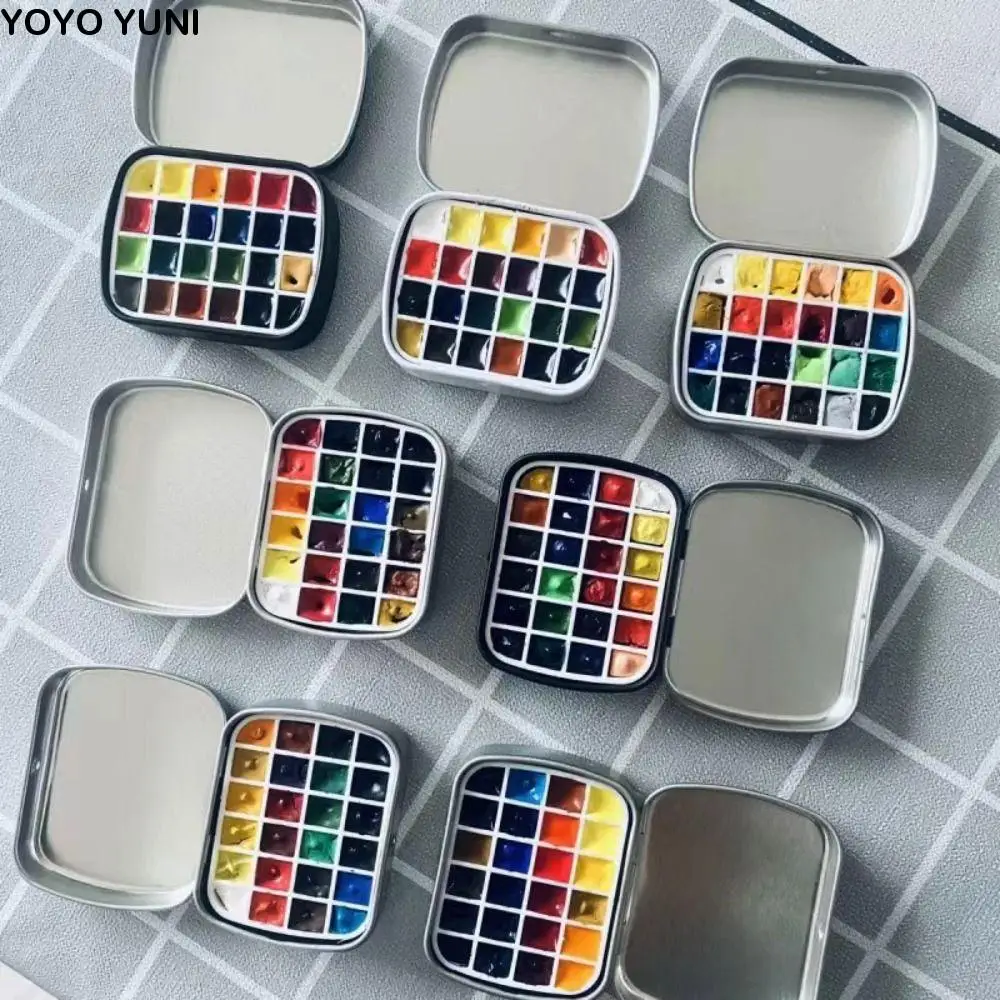 Palette de peinture Africinterconnexion avec aimant, mini boîte en fer, 12/24 grilles, portable, voyage, étudiant, 2 pièces