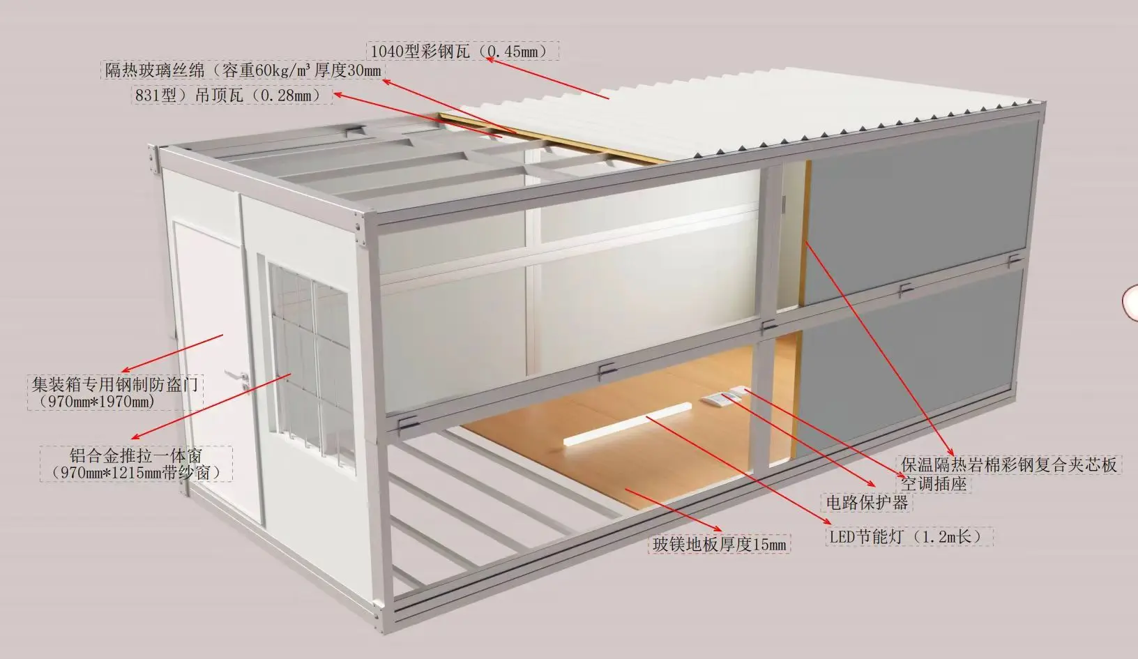20ft 40ft Glass Prefabricated Steel-Framed Square Container Houses Breathable Farmhouse Design Mini Curtain Wall Office Building