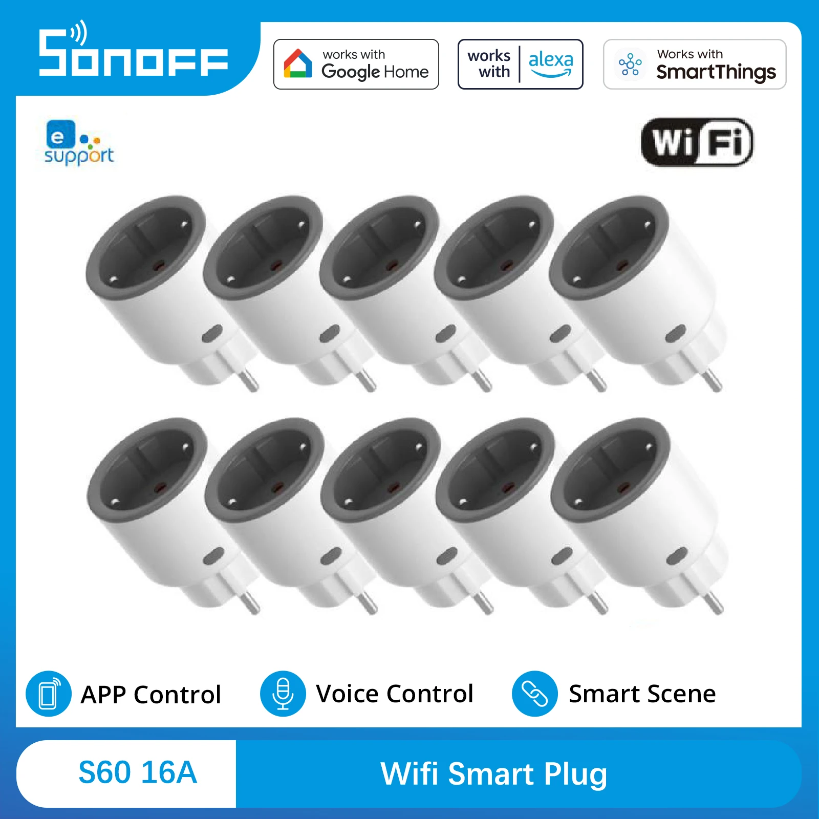 

SONOFF S60 EU SONOFF Wifi Socket Wifi Smart Socket Overload Protection Timer Smart Scene Remote Control Via EWeLink Home IFTTT