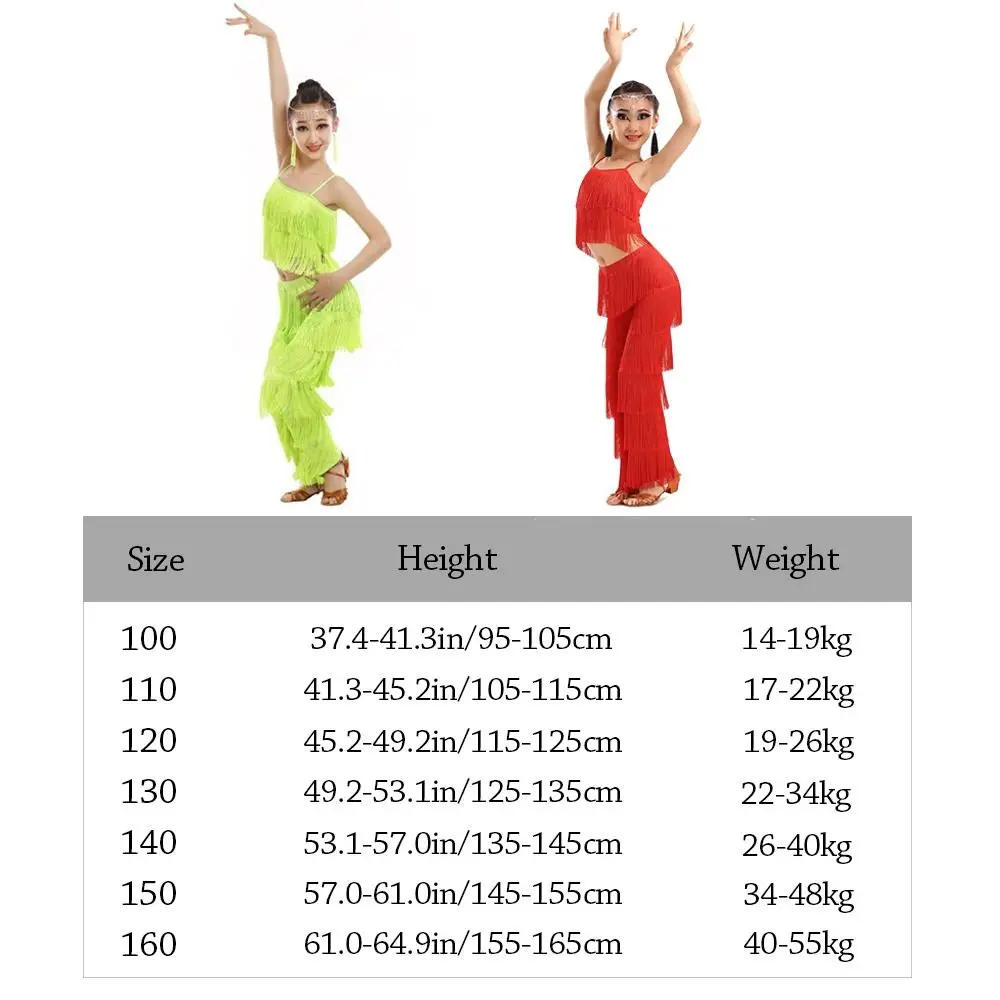 Mode Kwastje Kids Latin Dans Broekpak Broek Cha Cha Ballroom Dans Kostuum Professionele Rumba Samba Kostuum Kinderen Meisjes