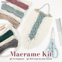 Handmade Knitting Diamond Leaf Tassel Tapestry Macrame Kit With Tutorial for Beginners Adult DIY Crafts For Home Decor Wall Hang